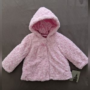 London Fog Faux Fur Coat Girl's Size 24 Months Pink New